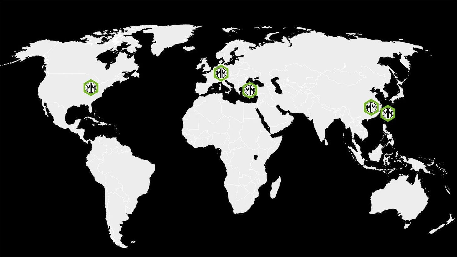 Weltkarte mit den MAX MOTHES Standorten